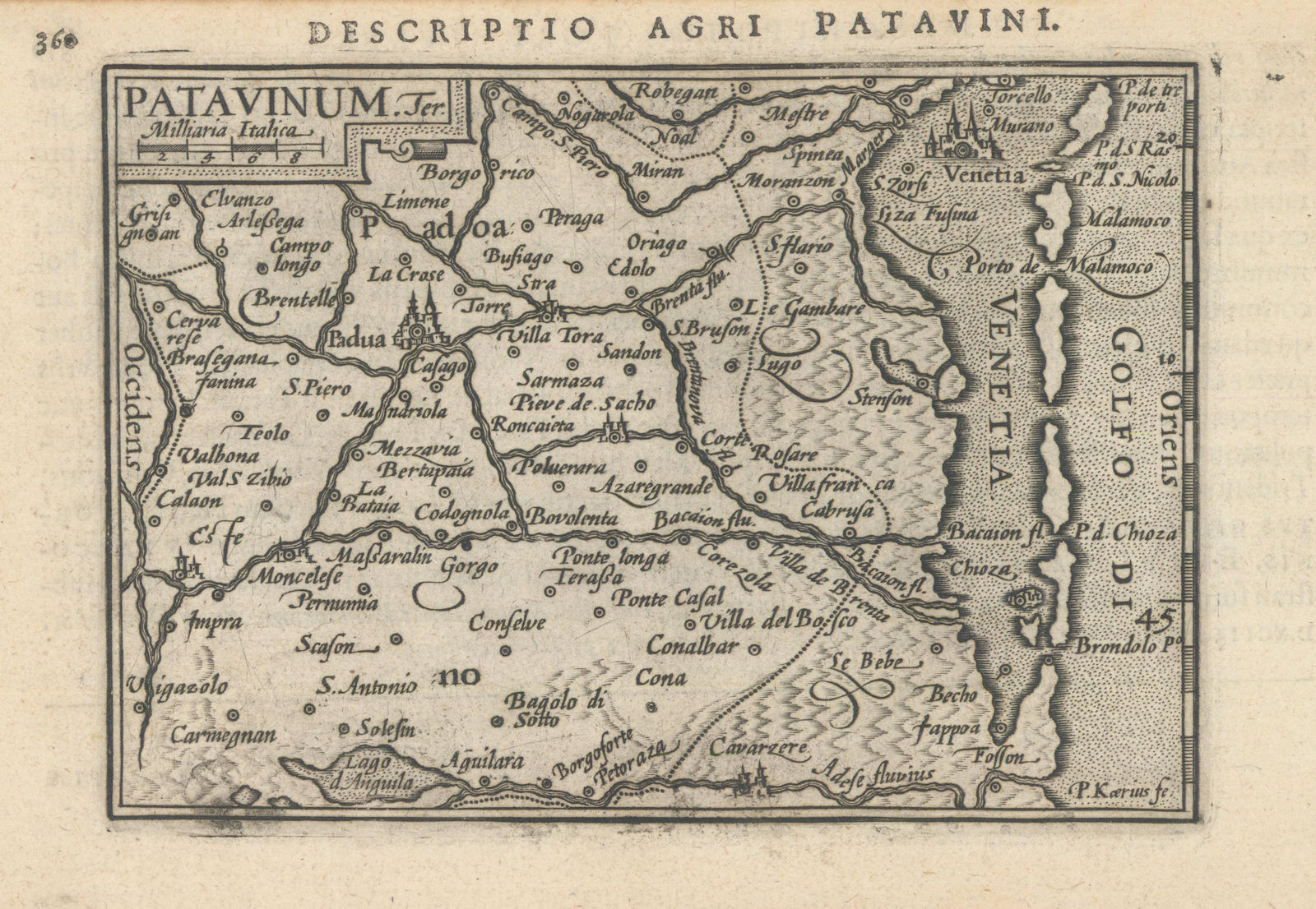 Agri Patavini / Patavinum by Bertius / Langenes. Padua & Venice, Veneto 1603 map