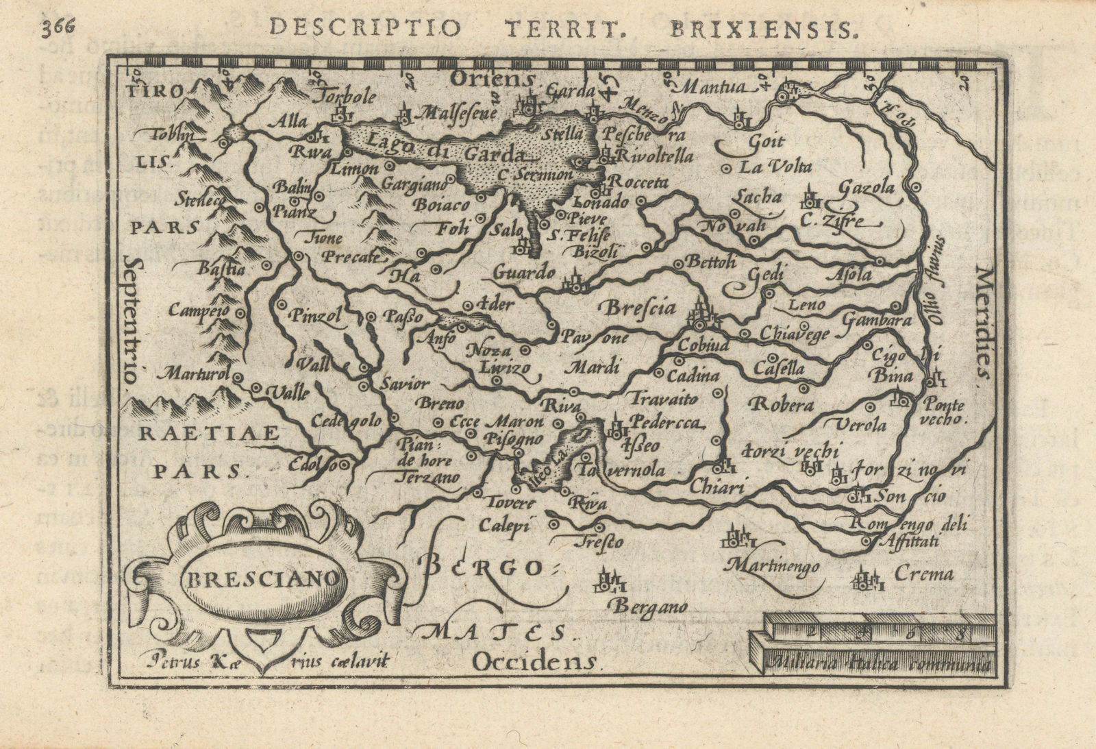 Bresciano by Bertius / Langenes. Territory of Brescia & Lake Garda 1603 map