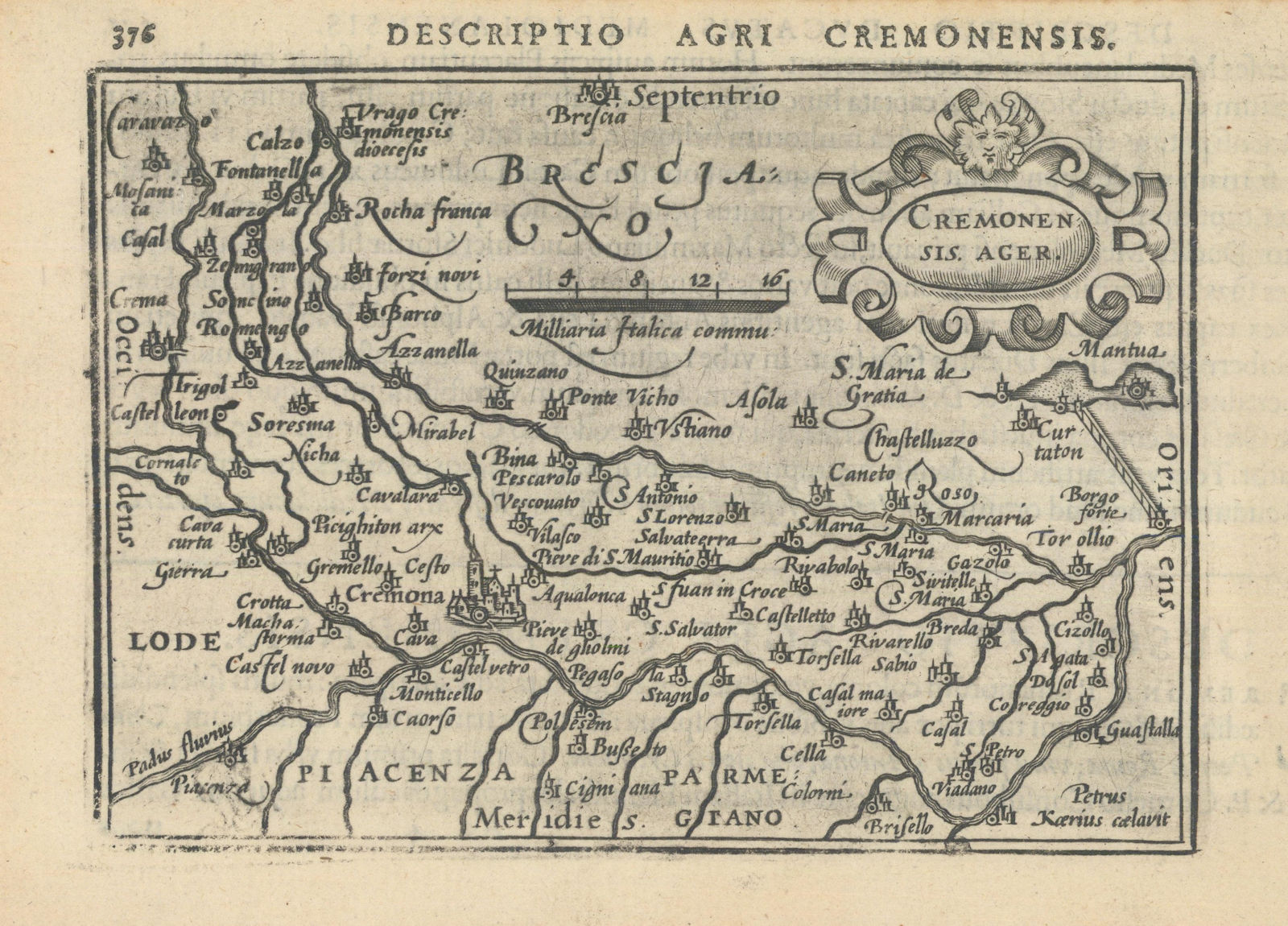 Cremonensis Ager. by Bertius / Langenes. Cremona region, Lombardy 1603 old map