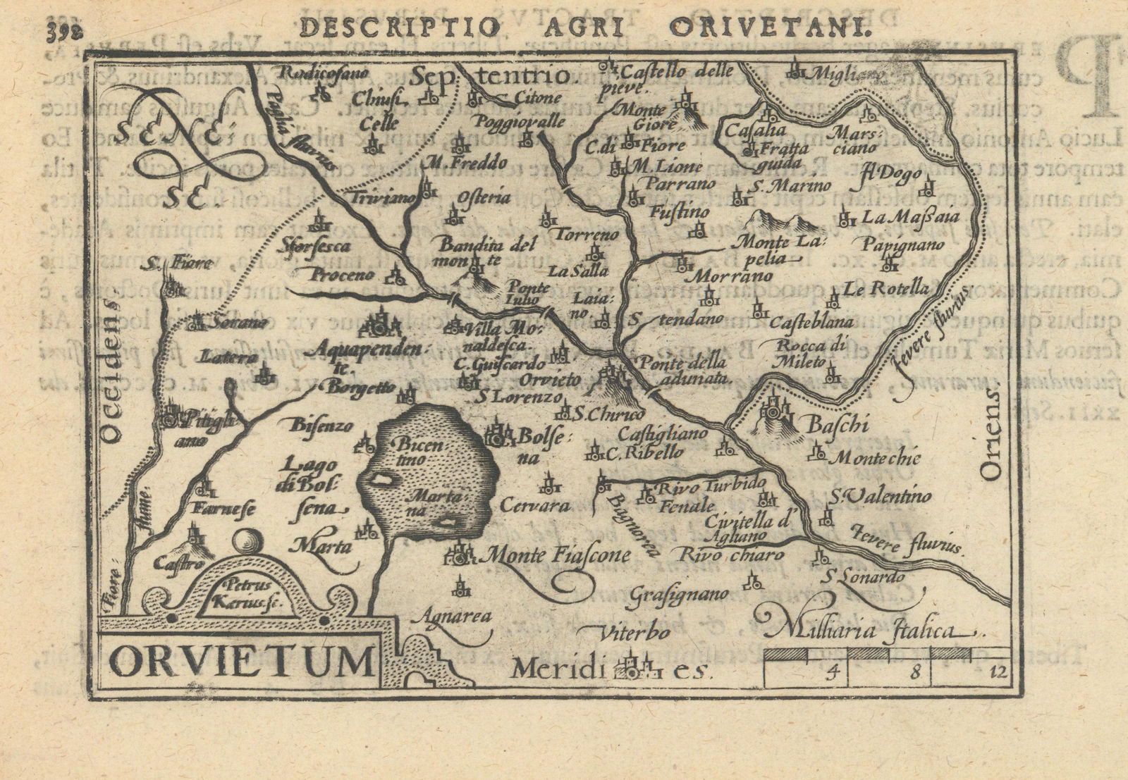 Orvietum by Bertius / Langenes. The Orvieto region, Umbria 1603 old map