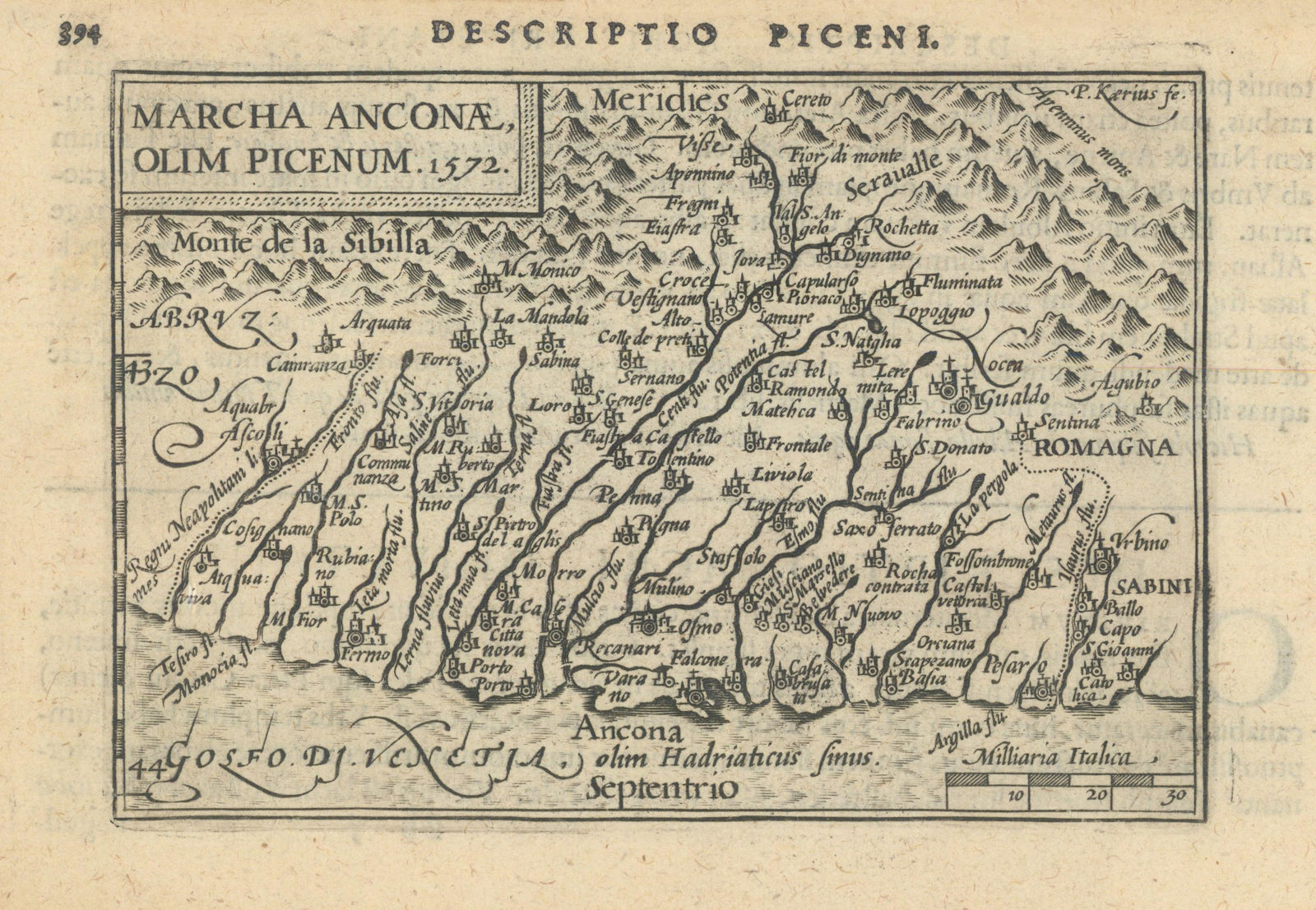 Marcha Anconae, olim Picenum by Bertius / Langenes. Marche. Ancona 1603 map