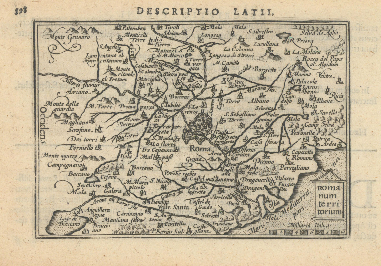Latii / Romanum territorium by Bertius / Langenes. Latium, or Lazio 1603 map