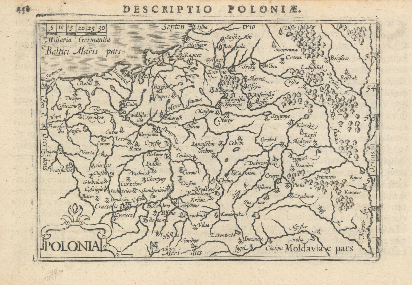 Poloniae / Polonia by Bertius / Langenes. Poland 1603 old antique map chart