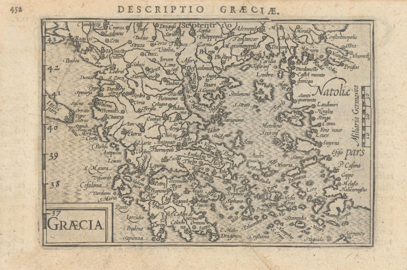 Graeciae / Graecia by Bertius / Langenes. Greece & the Aegean 1603 old map