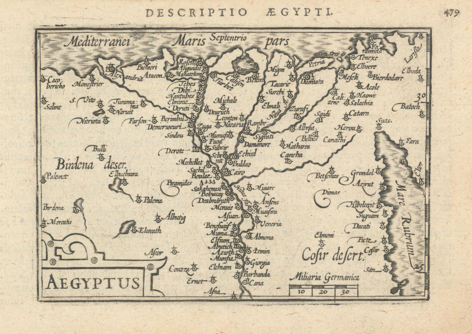 Aegypti / Aegyptus by Bertius / Langenes. Egypt. Nile Delta 1603 old map