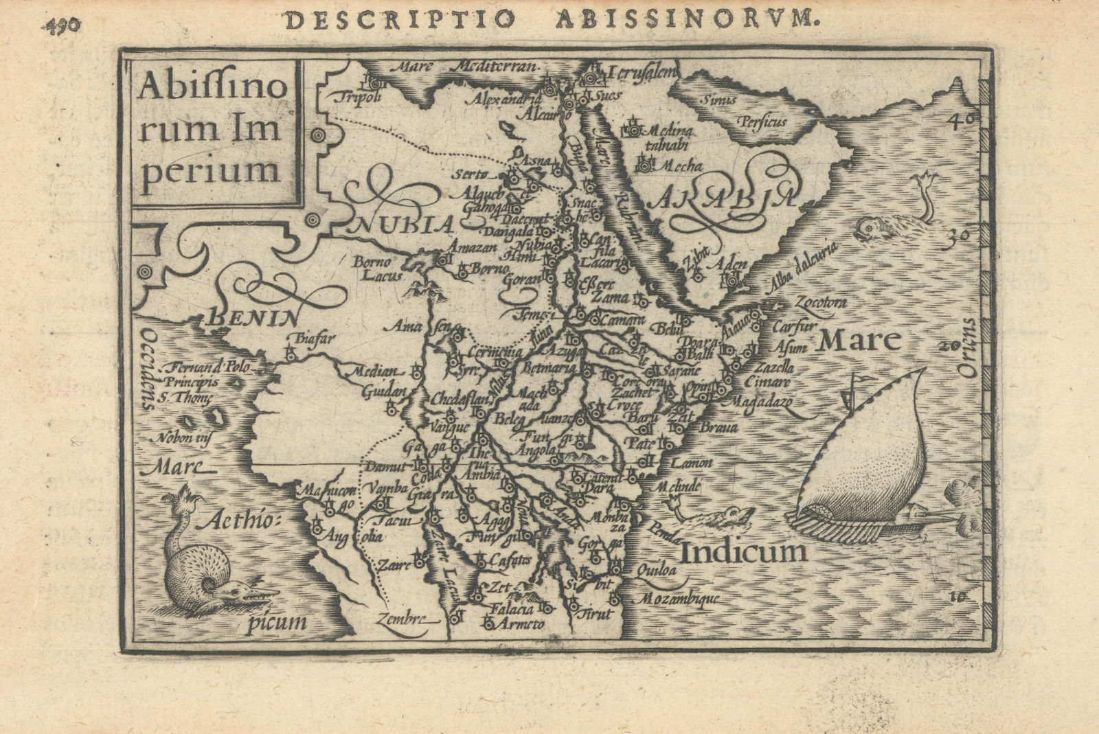 Abissinorum Imperium. Bertius/Langenes. Abyssinian Empire. East Africa 1603 map