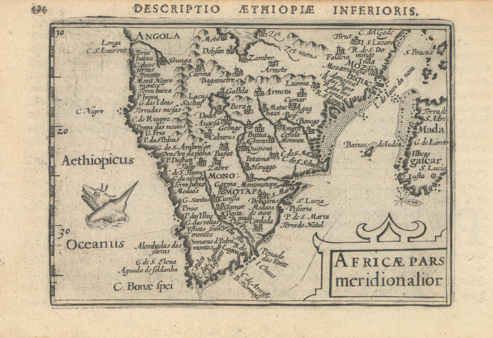 Africae pars meridionalior by Bertius / Langenes. Southern Africa 1603 old map