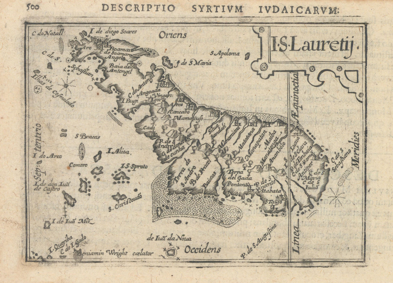 I.S. Lauretij by Bertius / Langenes. Madagascar & Mozambique Channel 1603 map