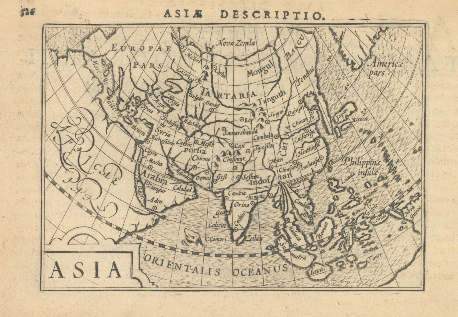 Asiae / Asia by Bertius / Langenes. Asia & East Indies 1603 old antique map