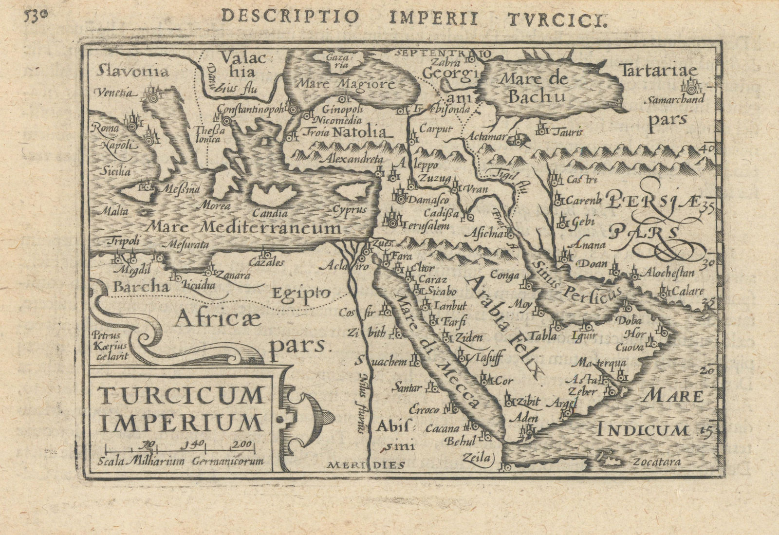 Turcicum Imperium by Bertius / Langenes. Ottoman Empire. Middle East 1603 map