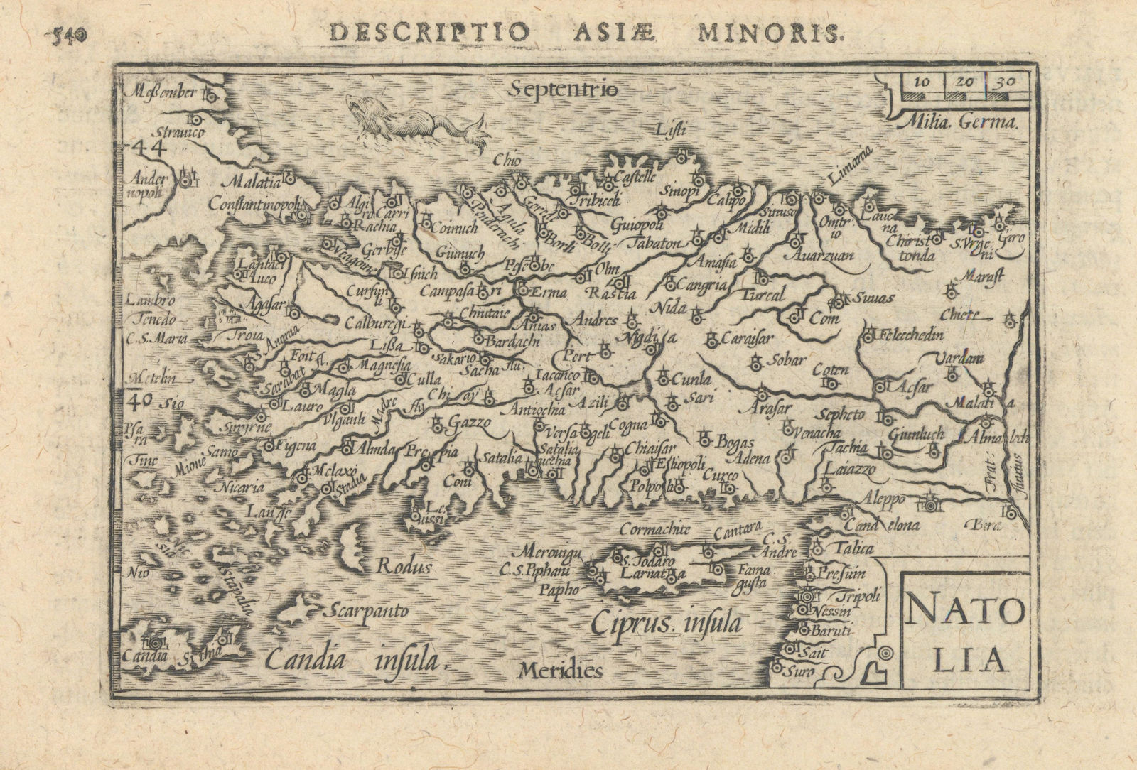 Asiae Minoris / Natolia by Bertius/Langenes. Asia Minor Anatolia Turkey 1603 map