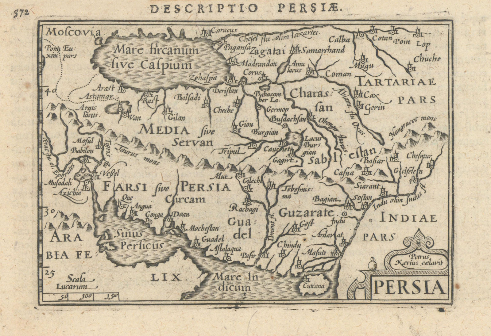 Persiae / Persia by Bertius / Langenes. Iran 1603 old antique map plan chart