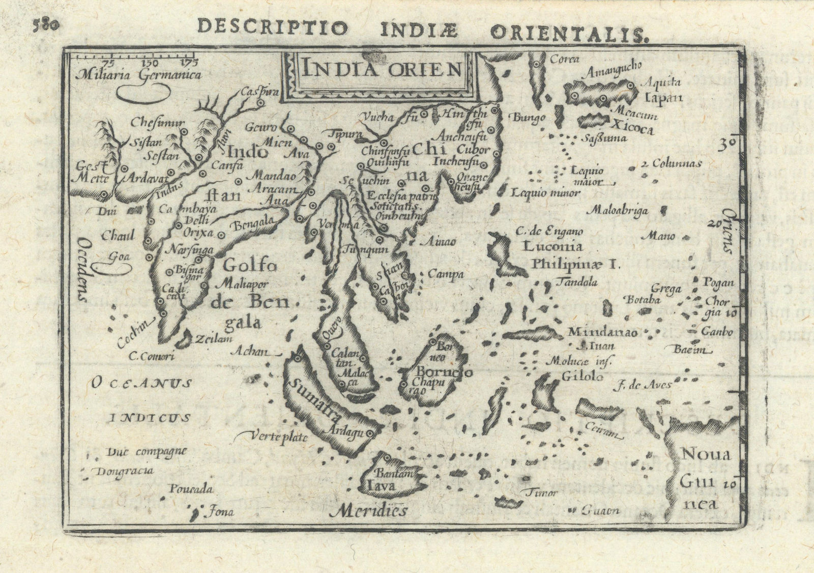 Indiae Orientalis / India Orien by Bertius / Langenes. East Asia/Indies 1603 map