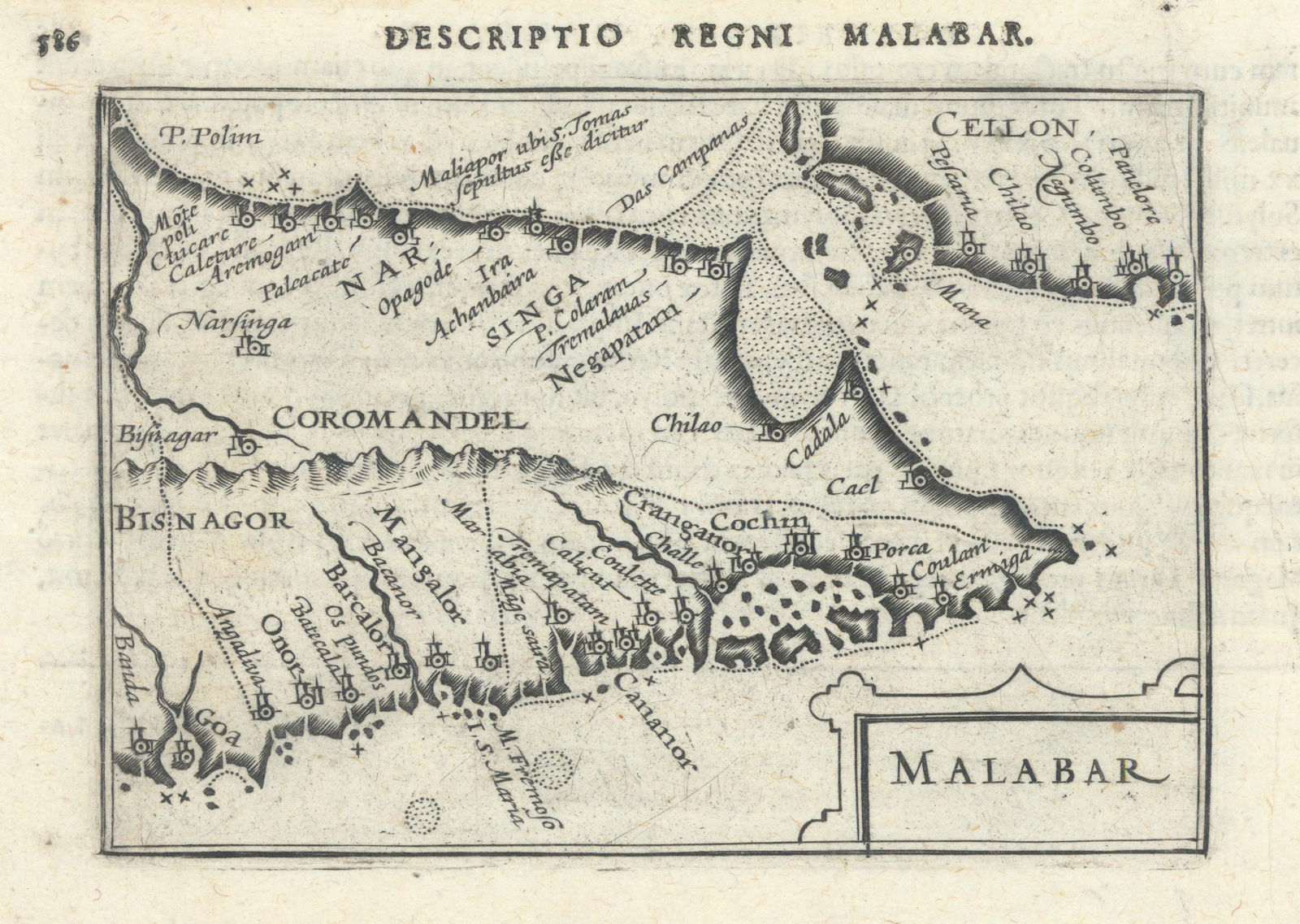 Malabar by Bertius / Langenes. Kingdom of Malabar. South India & Ceylon 1603 map