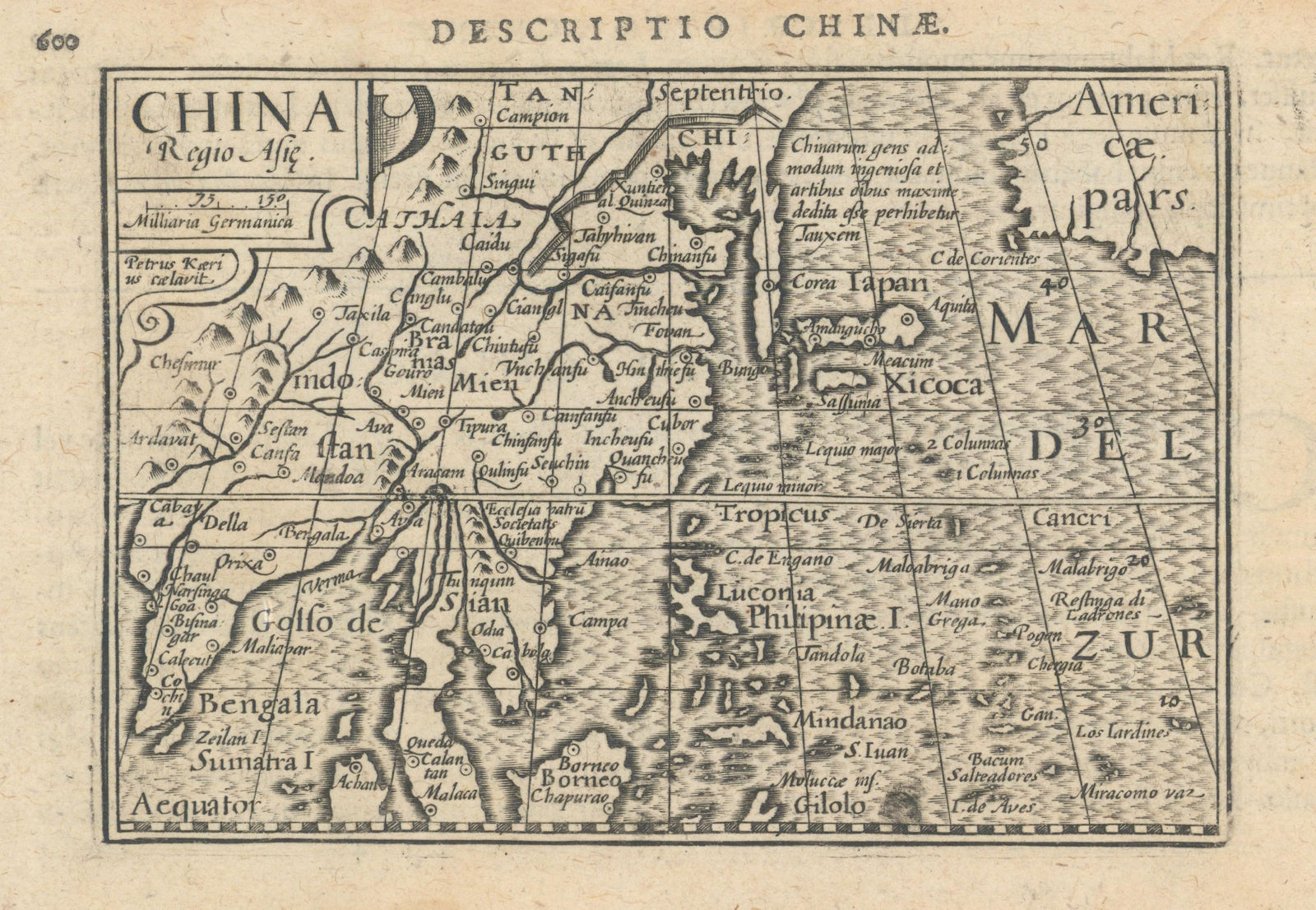 China Regio Asie by Bertius/Langenes. China & East Asia. Philippines 1603 map