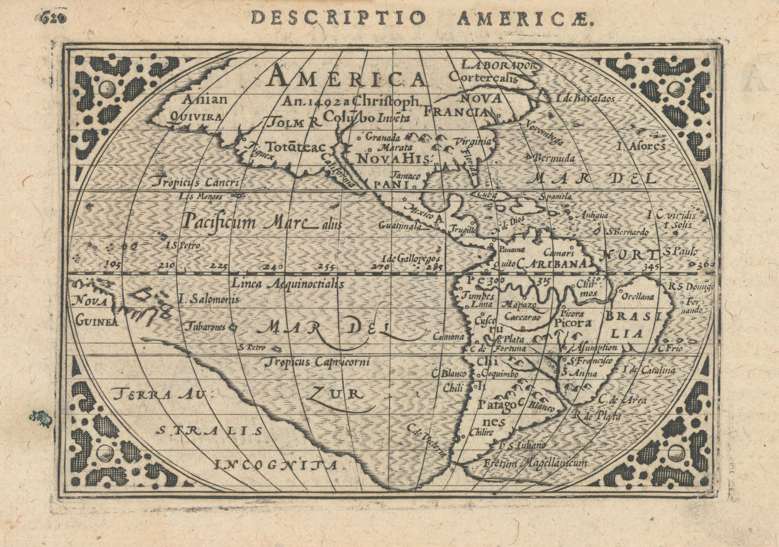 Americae / America by Bertius / Langenes. The Americas 1603 old antique map