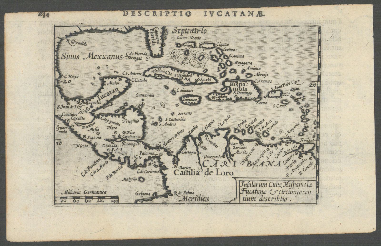 Insularum Cubae, Hispaniolae, Iucatanae… by Bertius/Langenes. Caribbean 1603 map