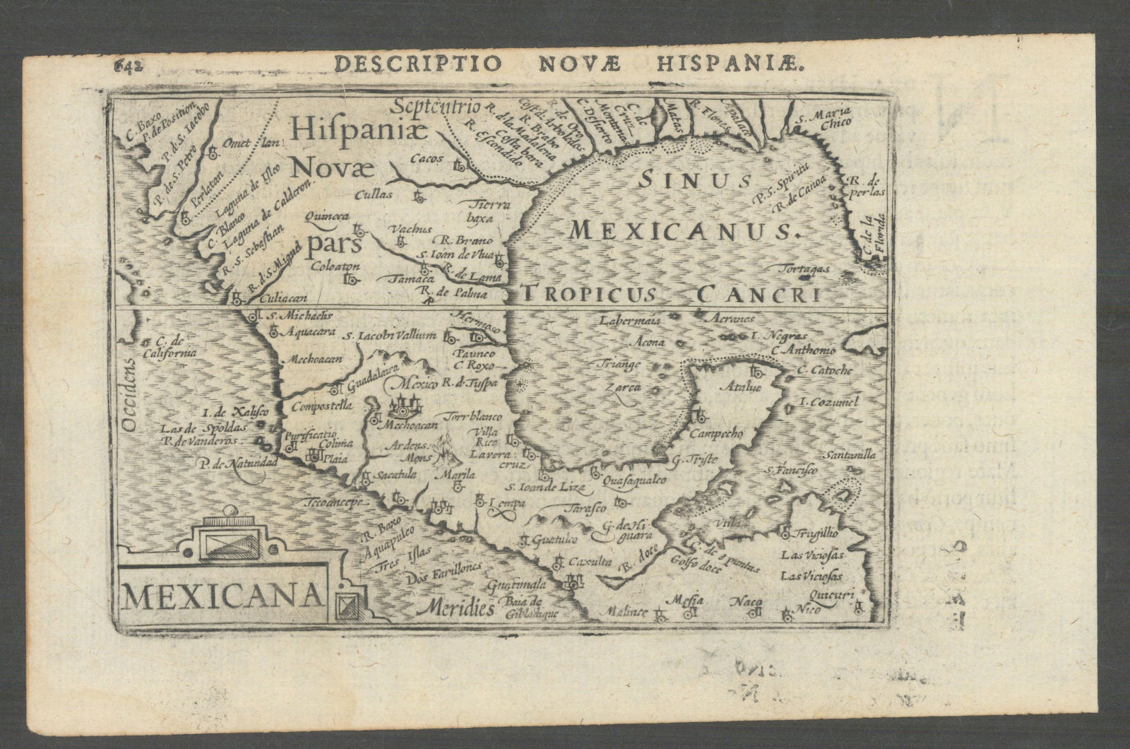 Novae Hispaniae / Mexicana by Bertius /Langenes. Mexico, Gulf & Florida 1603 map