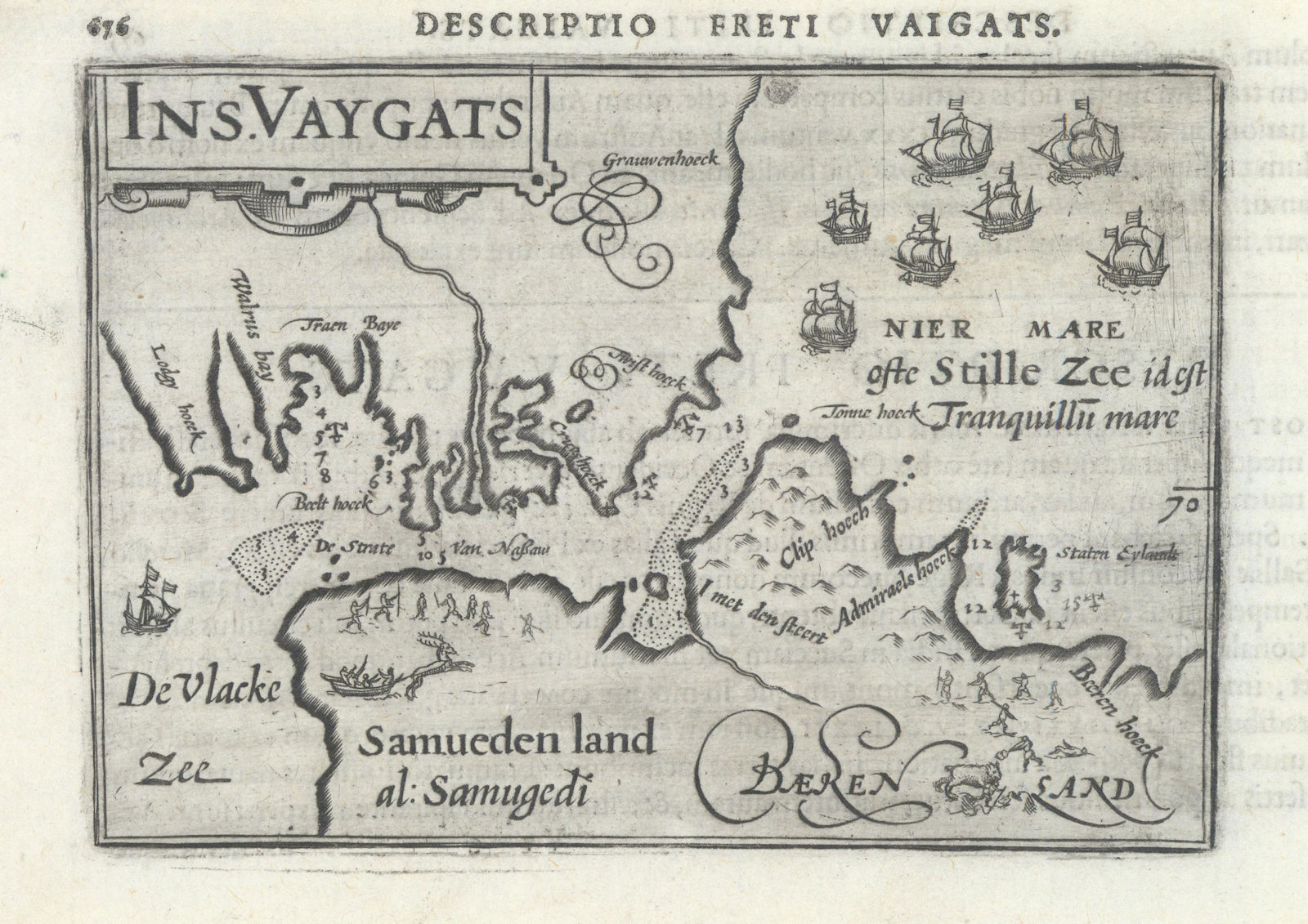 Ins. Vaygats by Bertius/Langenes. Vaygach Island & Yugorsky Strait 1603 map
