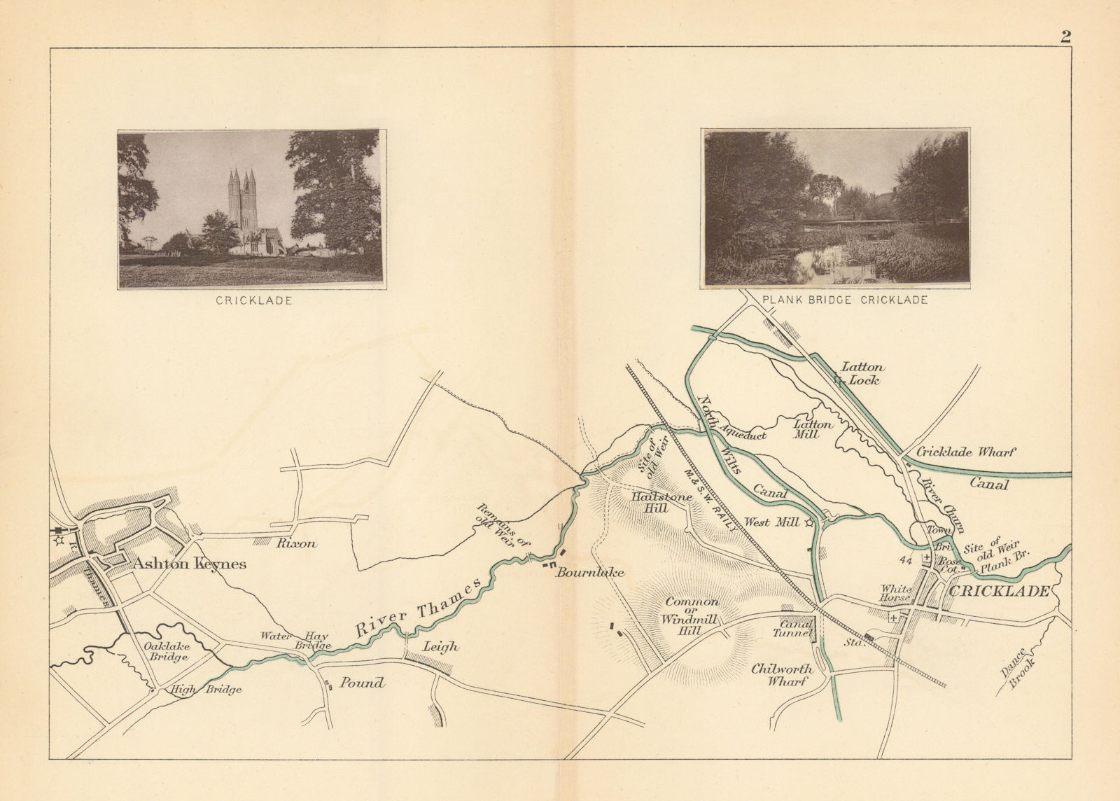 RIVER THAMES - Ashton Keynes - Cricklade. Plank Bridge. TAUNT 1887 old map