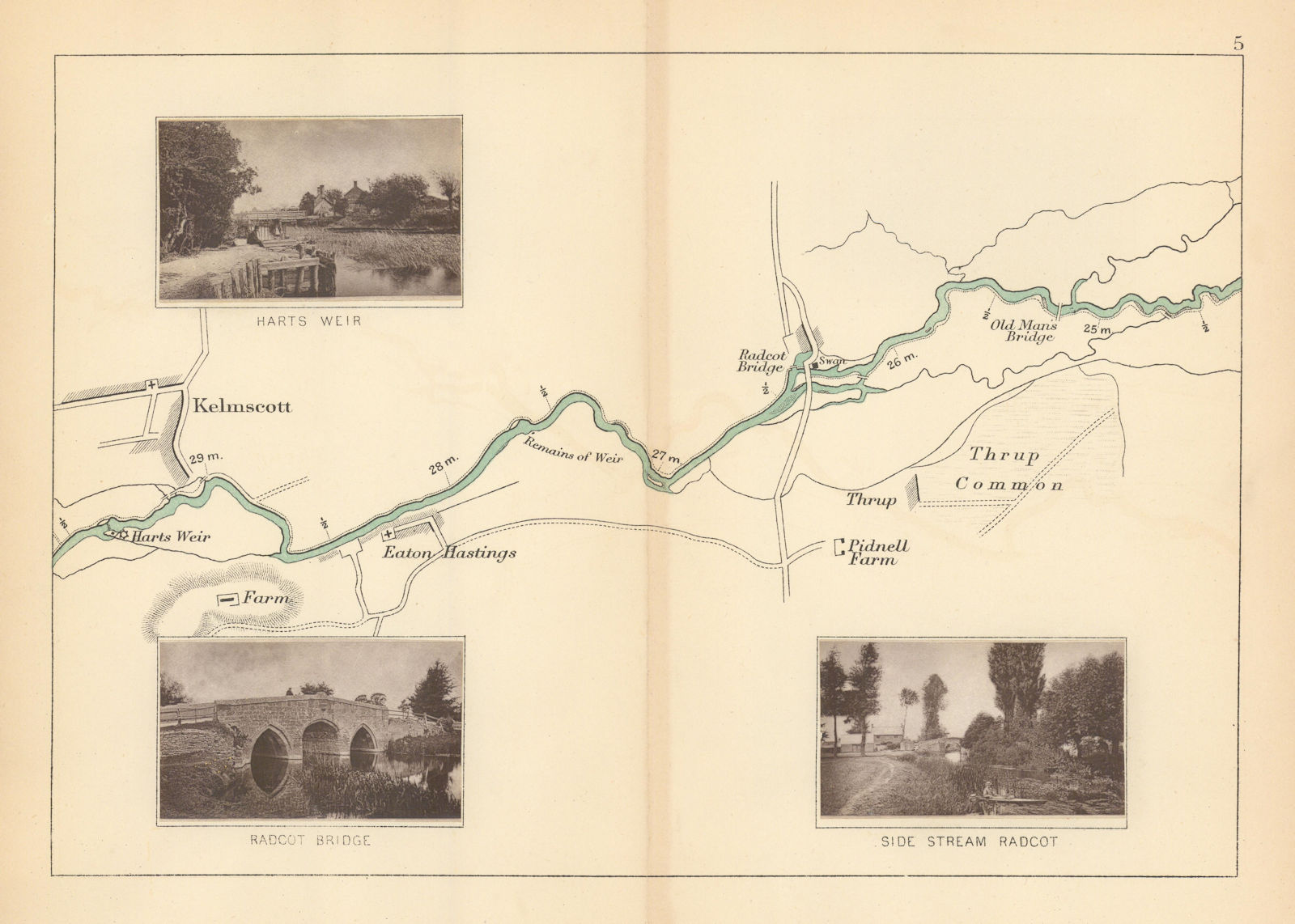 Associate Product RIVER THAMES - Kelmscott - Radcot - Thrup. Harts Weir. TAUNT 1887 old map