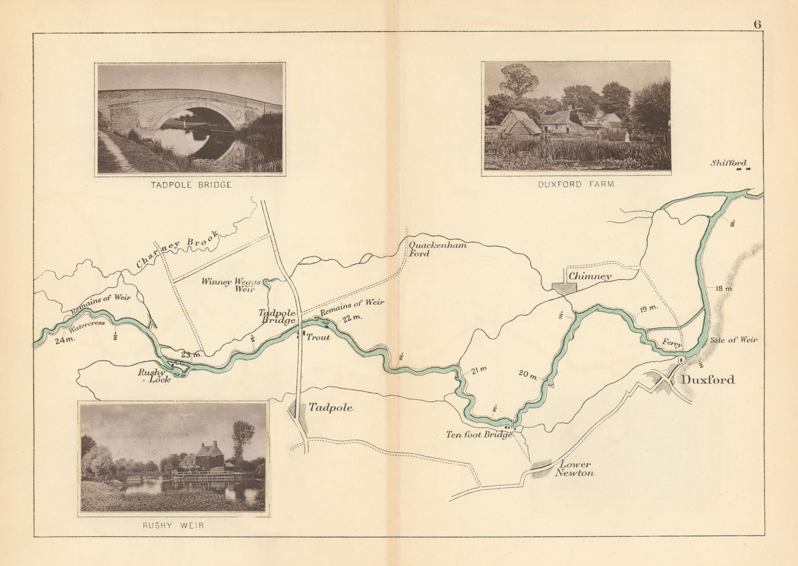 Associate Product RIVER THAMES - Tadpole - Lower Newton - Duxford. Rushy Weir. TAUNT 1887 map