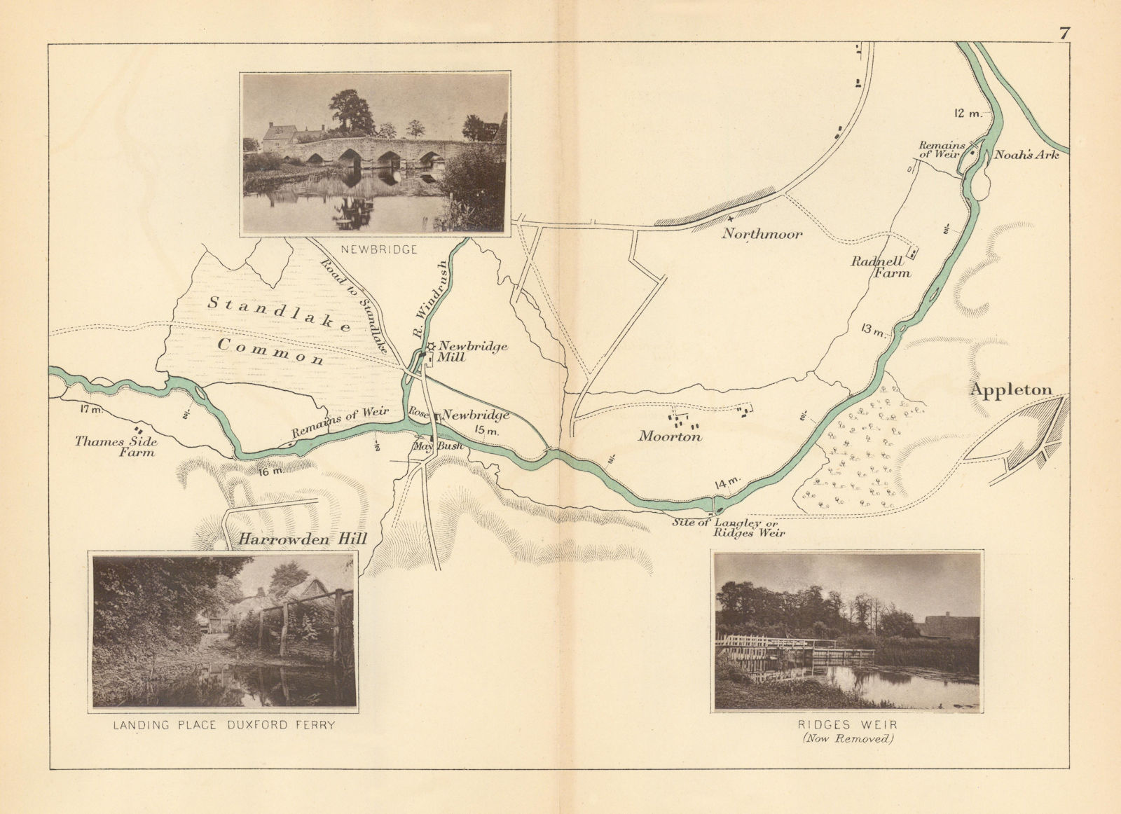 Associate Product RIVER THAMES - Northmoor Appleton Newbridge Duxford Ridge's Weir. TAUNT 1887 map