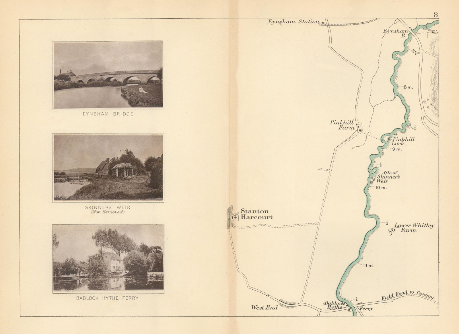 Associate Product RIVER THAMES Stanton Harcourt Eynsham Bridge Bablock Hythe Ferry. TAUNT 1887 map