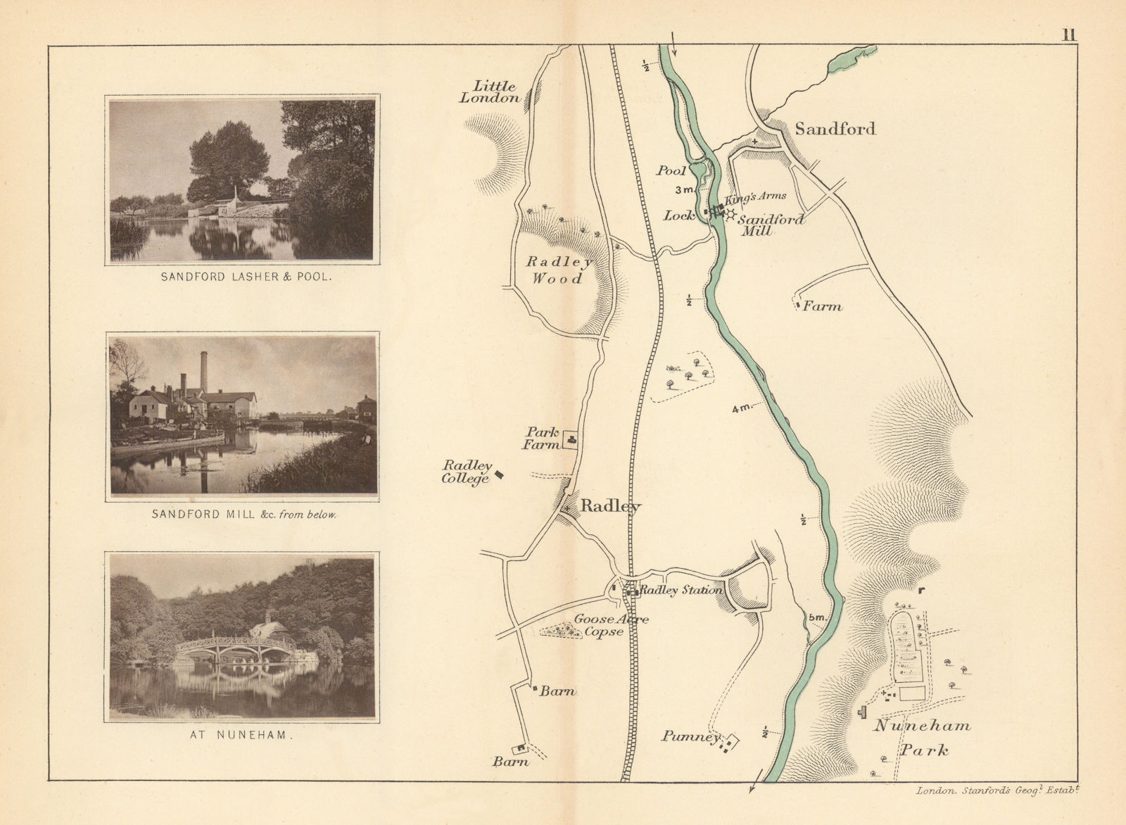 Associate Product RIVER THAMES - Radley. Sandford Lasher & Mill. Nuneham. TAUNT 1887 old map