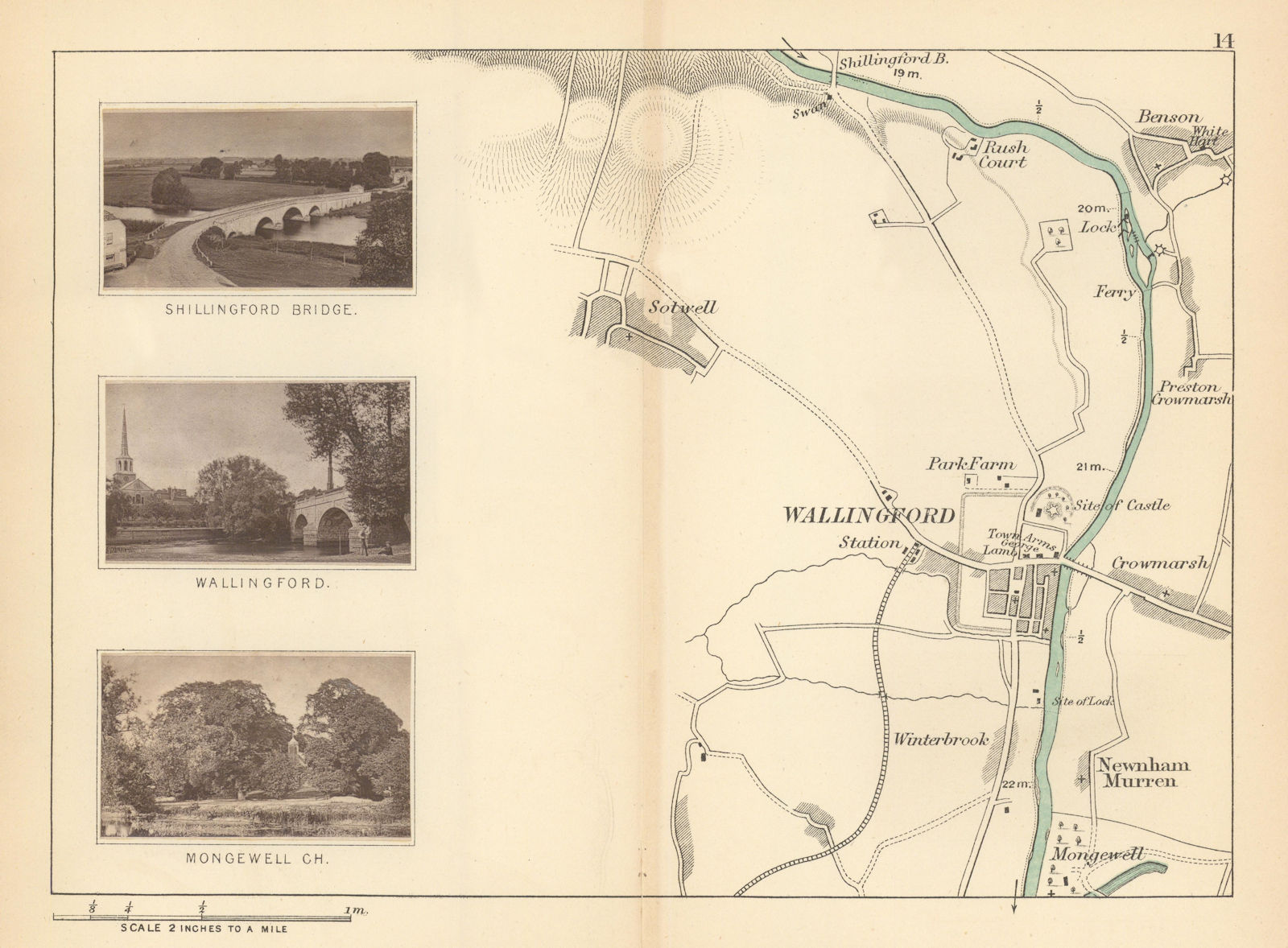 Associate Product RIVER THAMES - Sotwell - Benson - Wallingford. Mongewell Church. TAUNT 1887 map