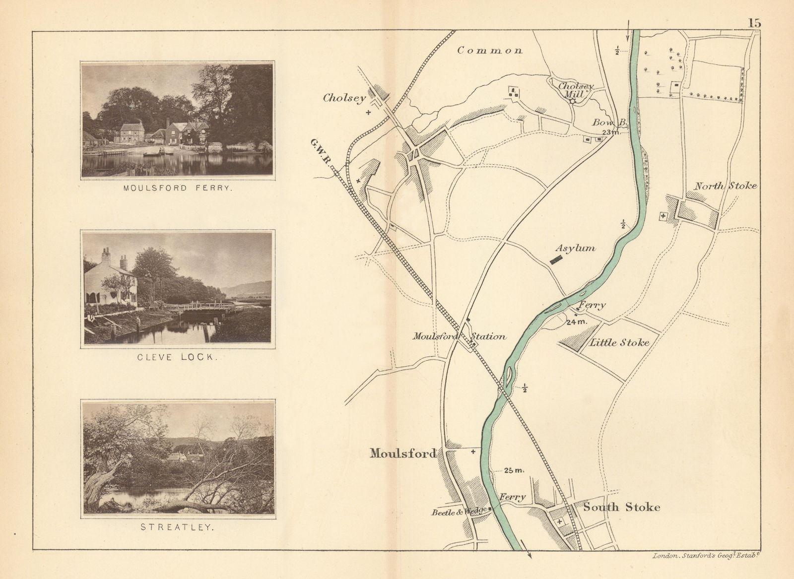 Associate Product RIVER THAMES - Cholsey - Moulsford - South Stoke. Streatley. TAUNT 1887 map