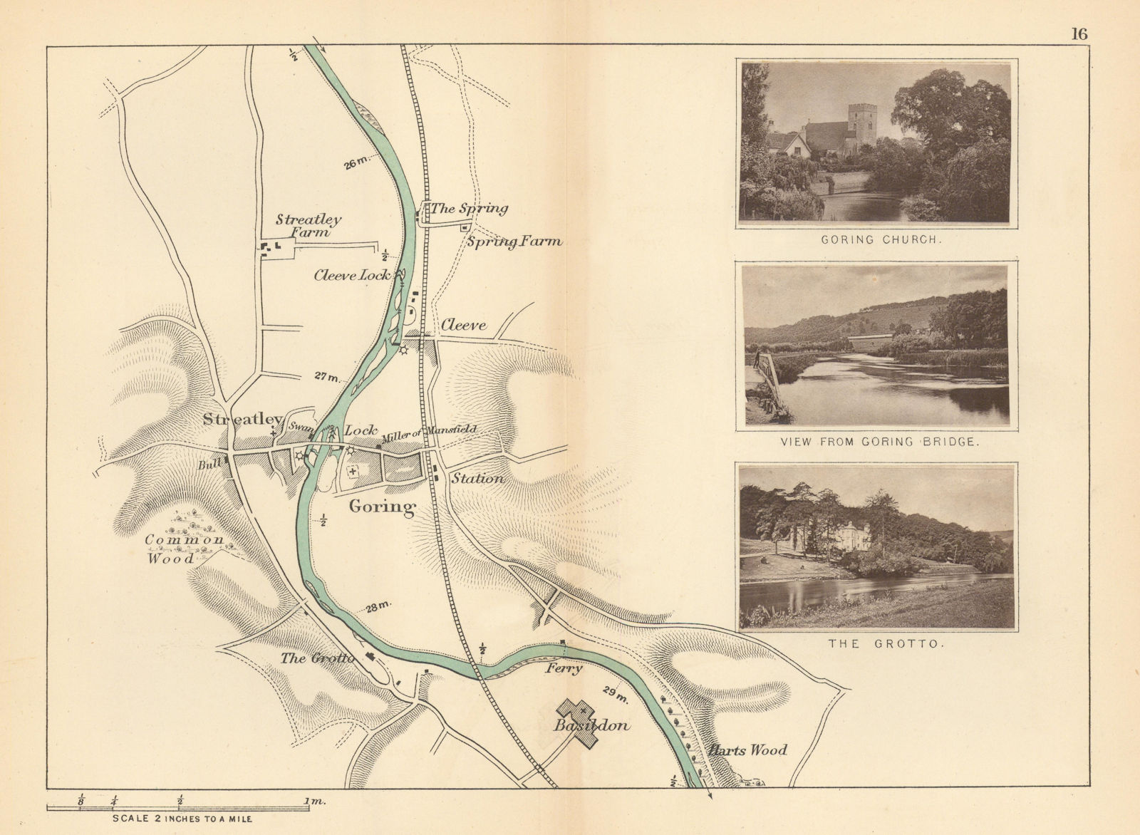 Associate Product RIVER THAMES - Goring - Streatley - Basildon. The Grotto. TAUNT 1887 old map