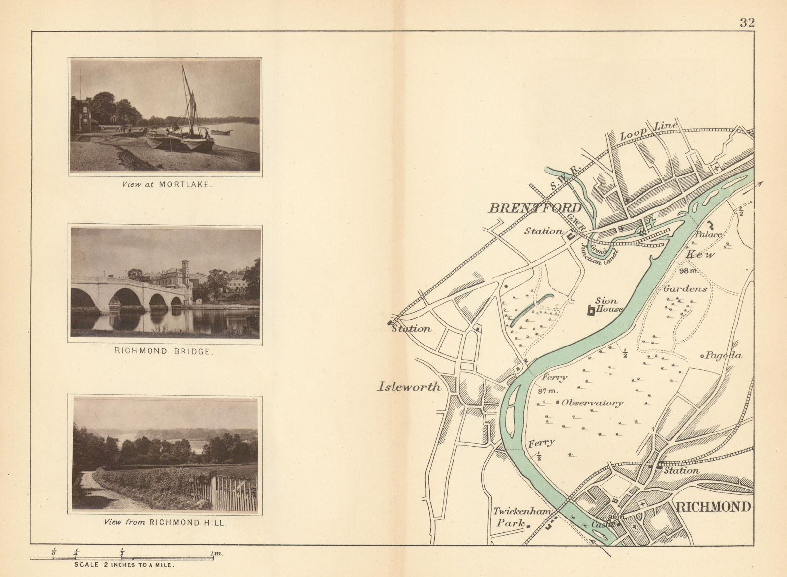 Associate Product RIVER THAMES - Richmond - Isleworth - Brentford. Mortlake. TAUNT 1887 old map