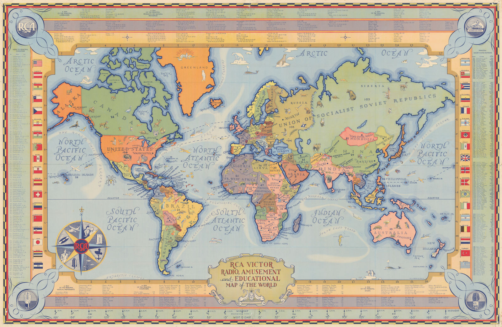 RCA Victor Radio, Amusement and Educational Map of the World 57x87cm 1939