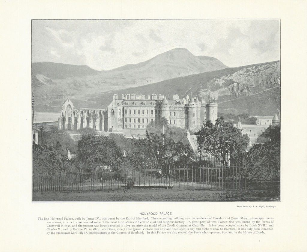 Associate Product Holyrood Palace. Scotland 1900 old antique vintage print picture