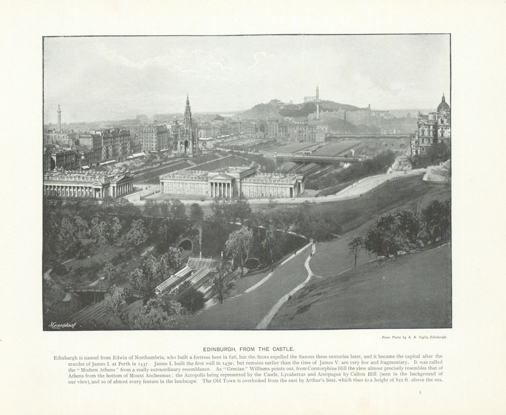 Associate Product Edinburgh, from the castle. Scotland 1900 old antique vintage print picture