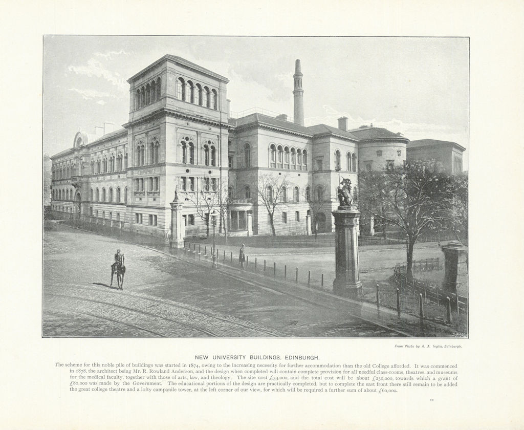 New University buildings, Edinburgh. Scotland 1900 old antique print picture