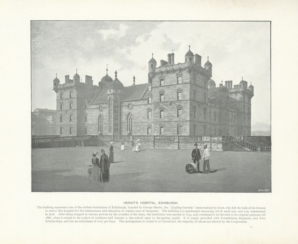 Associate Product Heriot's Hospital, Edinburgh. Scotland 1900 old antique vintage print picture