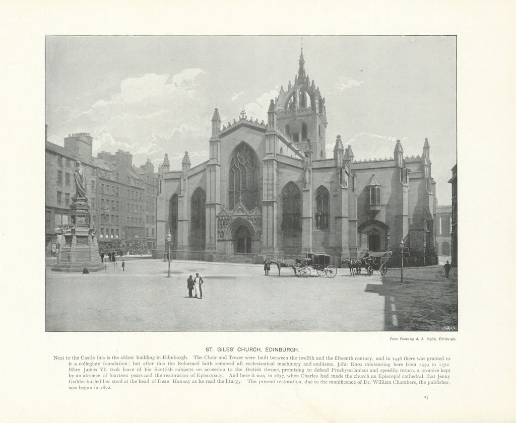 Associate Product St. Giles' Church, Edinburgh. Scotland 1900 old antique vintage print picture