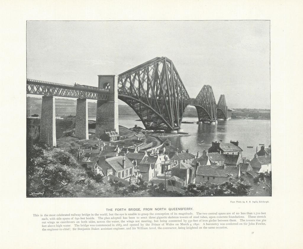 Associate Product The Forth Bridge, from North Queensferry. Scotland 1900 old antique print