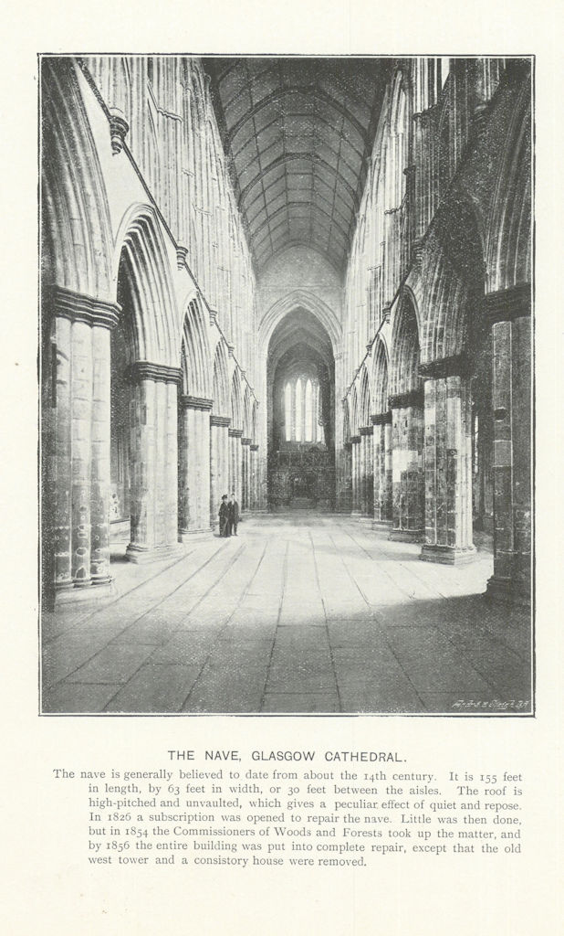 Associate Product The nave, Glasgow Cathedral. Scotland 1900 old antique vintage print picture