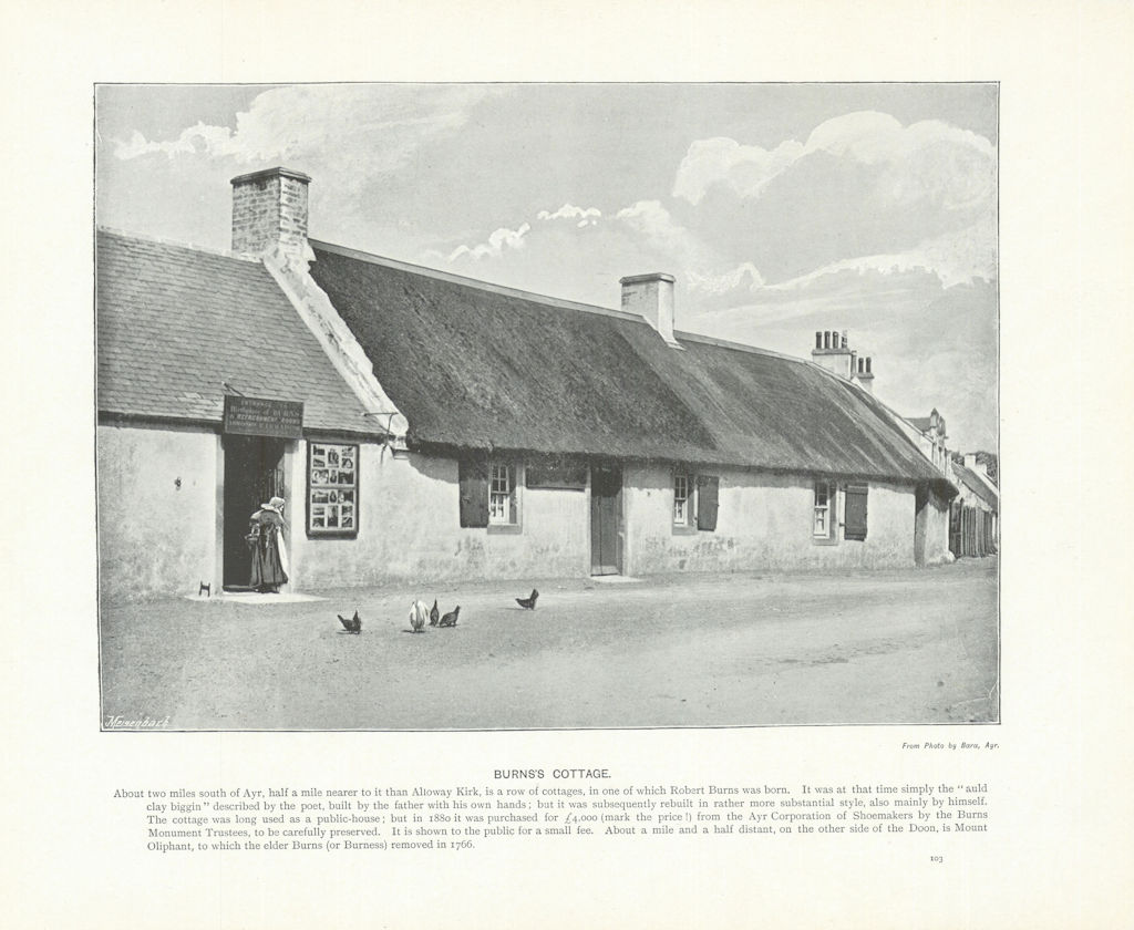 Associate Product Burns's Cottage. Scotland 1900 old antique vintage print picture