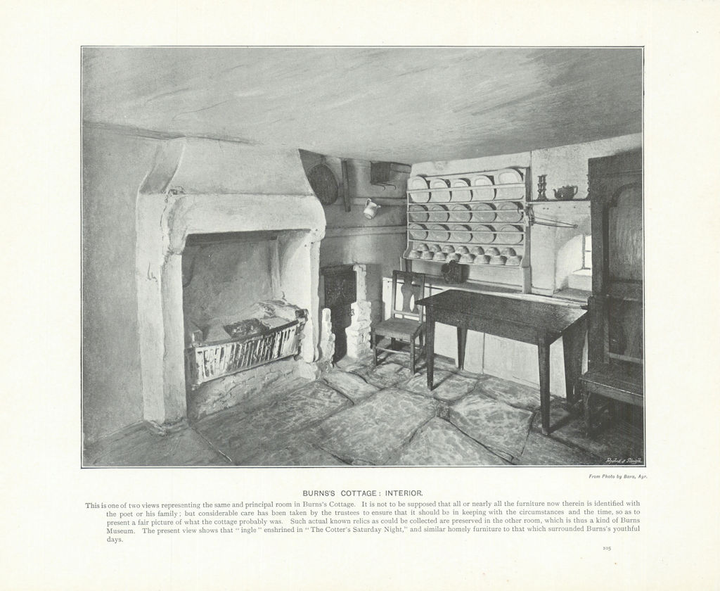 Associate Product Burns's Cottage, interior. Scotland 1900 old antique vintage print picture