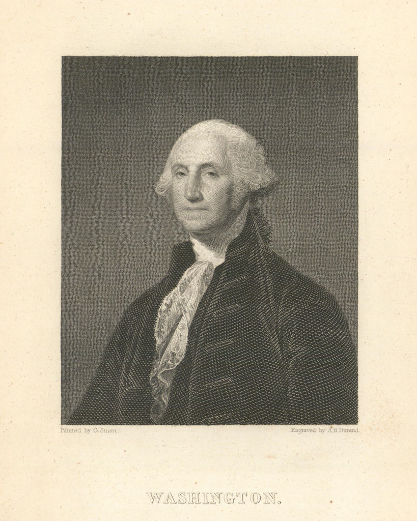 George Washington, by Asher Brown Durand after Gilbert Stuart 1843 old print