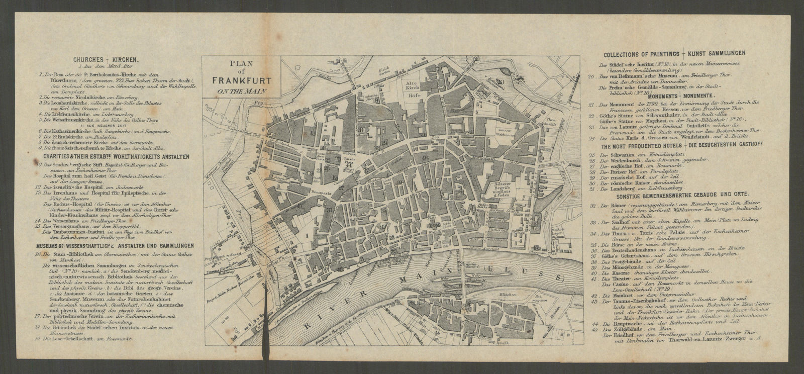 Associate Product Town city plan of Frankfurt on the Main, Germany. BRADSHAW c1853 old map