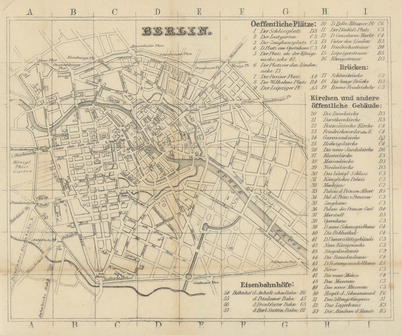 Associate Product Berlin town city plan. Germany. BRADSHAW c1853 old antique map chart