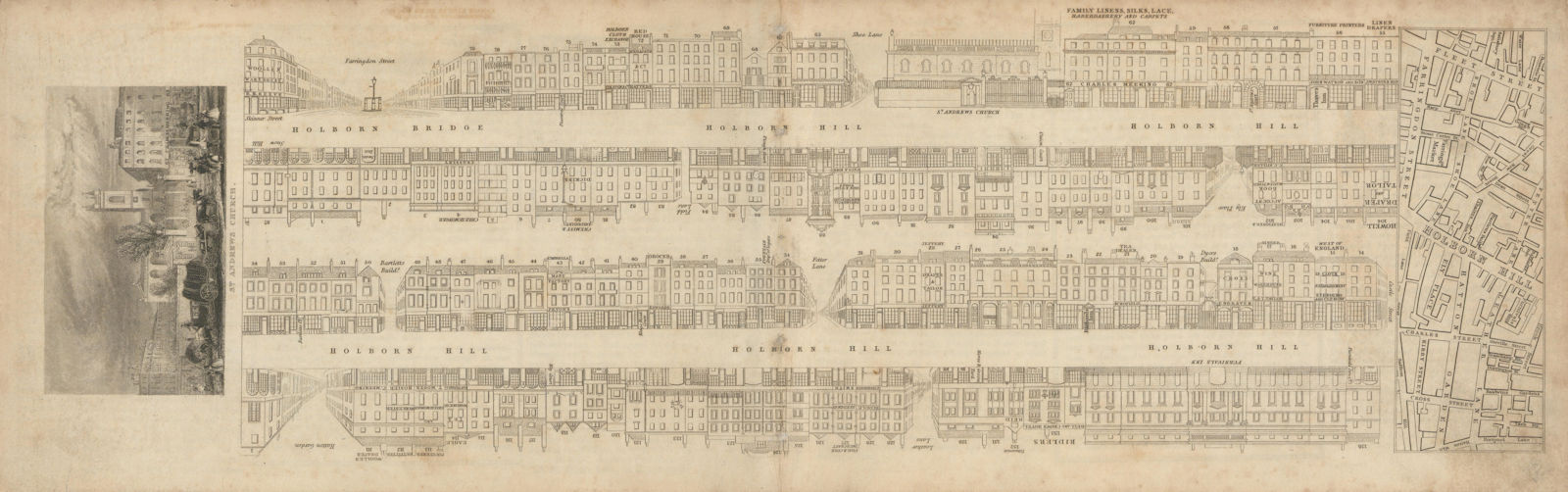 Associate Product Tallis London Street View #3 Holborn Hill, now Holborn Viaduct (West) 1838 map