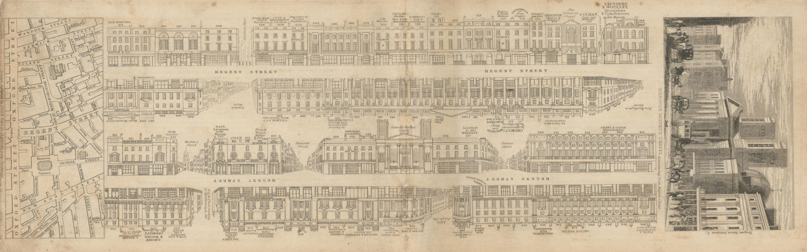 Associate Product Tallis London Street View #4 Regent Street (Centre) 1838 old antique map chart