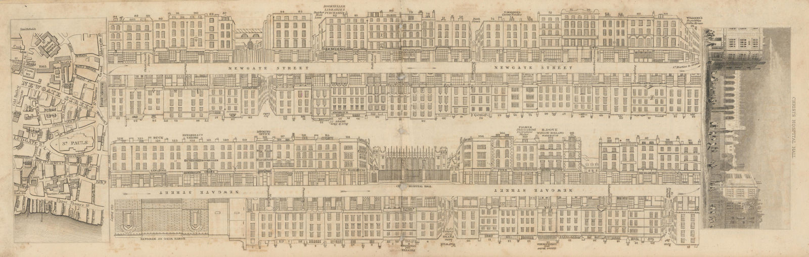 Associate Product Tallis London Street View #5 Newgate Street 1838 old antique map plan chart