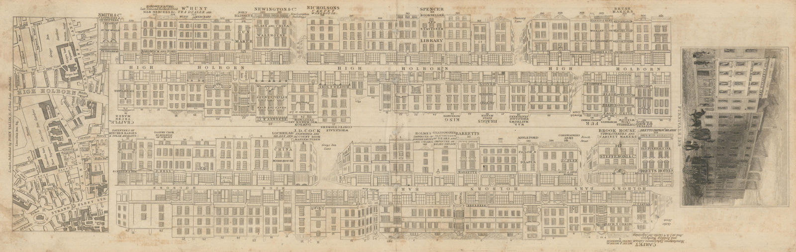 Tallis London Street View #8 High Holborn (#4 East) / Holborn 1838 old map